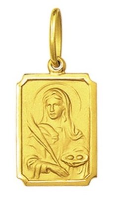 Medalha 2,9cm Santa Luzia Ouro 18k Grande