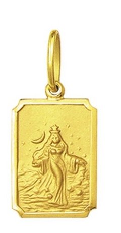 Pingente Medalha Iemanjá 1,9cm Ouro 18k