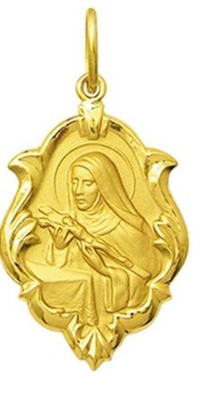 Medalha Santa Rita Ouro 18k 2 Cm Com Certificado