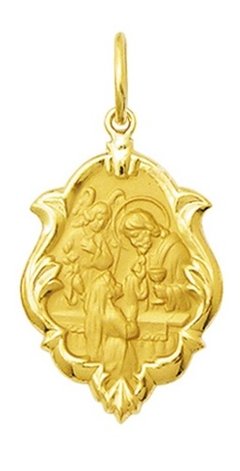 Pingente Medalha Comunhão De Ouro 18k 1,5 Cm