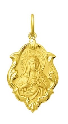 Medalha Coração De Maria Ouro 18k 2,5 Cm Grande