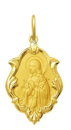 Medalha Pingente Santa Gorete Ouro 18k 2,5 Cm