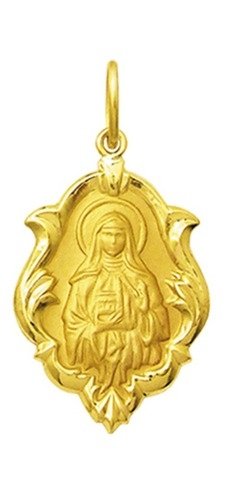 Medalha Santa Edwiges Ouro 18k 2 Cm Com Certificado