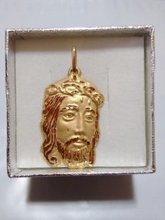 Pingente Face De Cristo Ouro 18k 3cm Grande