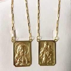 Escapulario Masculino De Ouro 18k Grande Dupla Face