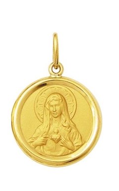 Medalha Pingente Coração De Maria 1,8cm Ouro 18k