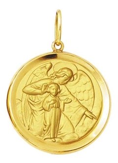 Pingente Medalha Anjo Da Guarda De Ouro 18k 4,3gr