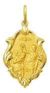 Medalha Batismo Em Ouro 18k 1,5 Cm Com Certificado Pingente Batizado Batismo De Ouro 18k Presente Lembrança