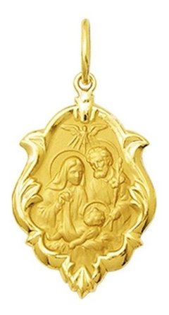 Medalha 2,6cm Sagrada Família Ouro 18k Ornato