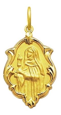 Pingente Medalha Santa Clara De Ouro 18k 1,5 Cm