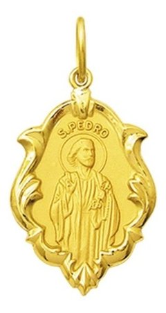 Medalha Pingente São Pedro Ouro 18k 2,5 Cm