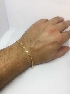 Pulseira Masculina Ouro 18k Maciça Grumet 3x1 5,1 Gr 3mm - comprar online