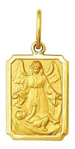 Pingente Medalha Anjo Da Guarda Ouro 18k Pequeno 1,5 Cm