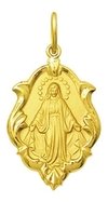 Pingente Medalha Nossa Senhora Das Graças Ouro 18k 1,5 Cm Pingente Ns Graças Católico Nsa Graças Milagrosa