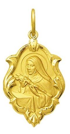 Medalha Santa Rita Ouro 18k 2 Cm Com Certificado