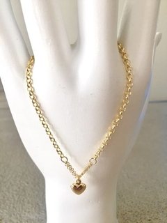 Pulseira De Ouro 18k Coração Adulto 18 Cm