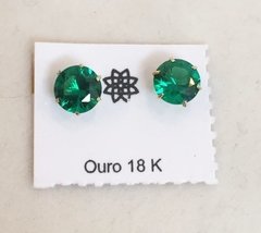 Brinco Solitario Calice Ouro 18k Cor Verde Esmeralda 6mm na internet