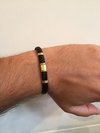 Pulseira Bracelete Masculina De Ouro 18k 750 Couro - comprar online