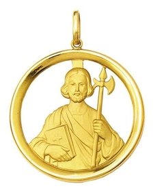 Medalha 3,5cm São Judas Tadeu Ouro 18k Pingente