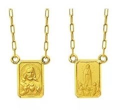 Escapulário Nossa Senhora Fátima Ouro 18k 70 Cm Dupla Face