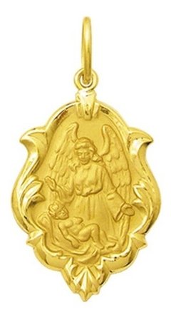 Medalha Anjo Da Guarda Em Ouro 18k 1,5 Cm Com Certificado