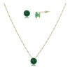 Conjunto Ponto De Luz Ouro 18k 7mm Verde