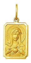 Pingente Medalha Coração De Maria Ouro 18k Pequeno 1,5cm