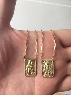 Escapulario Masculino Médio De Ouro 18k Corrente 2mm - comprar online