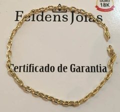 Pulseira Masculina De Ouro 18k Cadeado 3mm 3,5gr