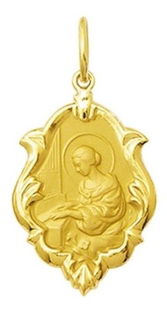 Medalha Santa Cecília Ouro 18k 2 Cm Com Certificado