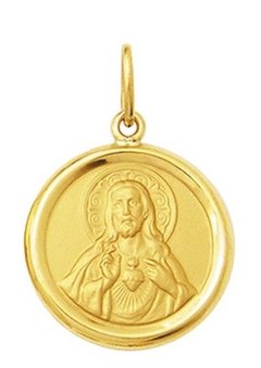 Pingente Medalha Coração De Jesus 1,8cm Ouro 18k