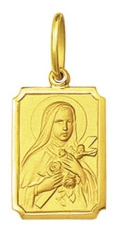 Pingente Medalha Santa Teresinha Ouro 18k Pequeno 1,5 Cm