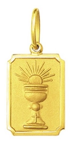 Pingente Medalha Taça Comunhão Ouro 18k Médio