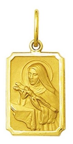 Pingente Medalha Santa Rita Ouro 18k Pequeno 1,5cm