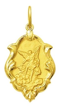 Medalha Miguel Arcanjo Em Ouro 18k 0,8 Gr Com Certificado