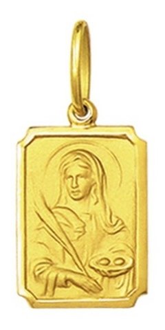 Pingente Medalha Santa Luzia Ouro 18k Médio