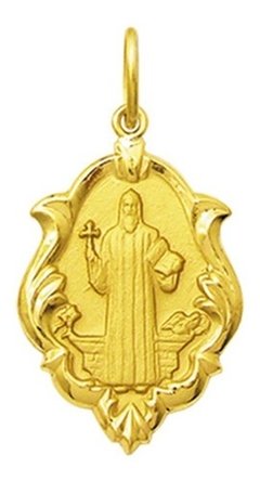 Medalha Pingente São Bento Ouro 18k 2cm Certificado Ouro