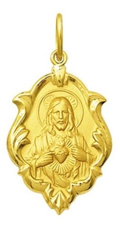 Medalha Coração De Jesus Ouro 18k 2 Cm Com Certificado