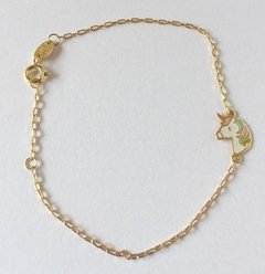 Pulseira Unicórnio De Ouro 18k Infantil