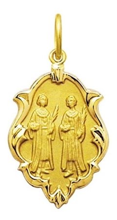 Medalha Cosme E Damião Ouro18k 0,8 Gr Com Certificado