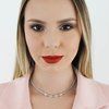 Gargantilha Choker Prata 925 Italiana Zirconias Quadradas