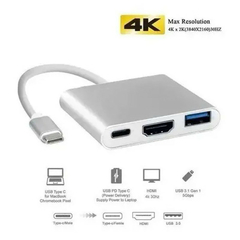 Adaptador Hub Thunderbolt Usb 3.1 Tipo C Hdmi 4k Mac 3 Em 1 - comprar online