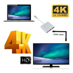 Adaptador Hub Thunderbolt Usb 3.1 Tipo C Hdmi 4k Mac 3 Em 1 - VILASHOPPING VIRTUAL