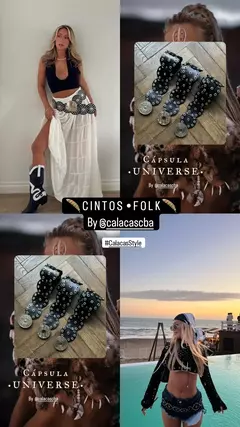 FAJA de Cuero - FOLK - Hebilla flores - comprar online
