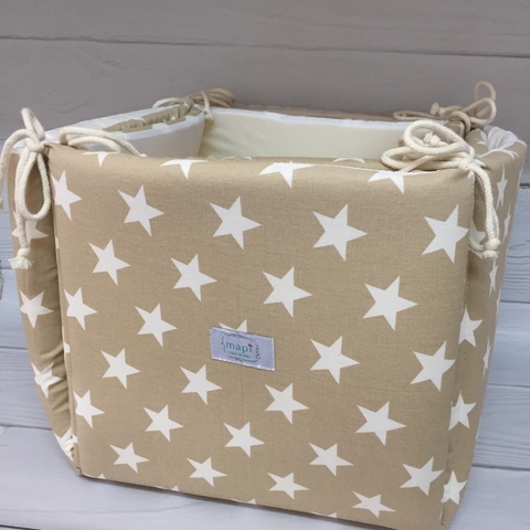 MANTA JUGUETERO BEIGE CON ESTRELLAS BLANCAS