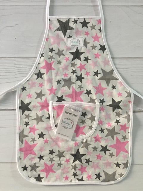 DELANTAL ESTRELLAS ROSA CON LIBRETITA