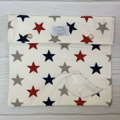 BOLSA ORGANIZADORA BLANCA CON ESTRELLAS ROJAS, AZULES Y GRISES - comprar online