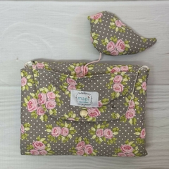 CAMBIADOR CON SONAJERO GRIS CON FLORES ROSAS - comprar online