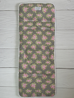 COLCHONCITO GRIS CON FLORES ROSAS - comprar online