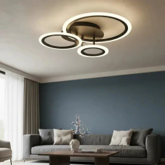 Plafon Led Cosmos Negro Diseño Moderno 40w